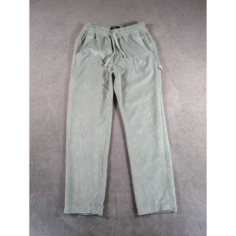 Forever 21 Corduroy Pants Womens Medium Green Nylon Straight Leg Casual